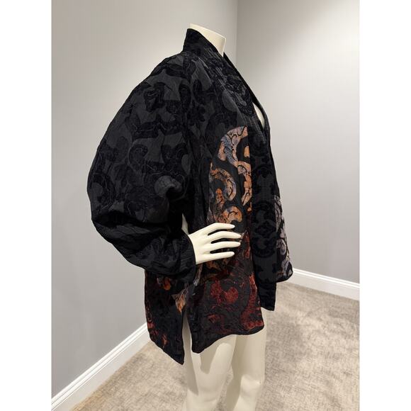 Harubella By Exotic Abstract Tapestry Open Jacket in Fall Colors Size 1X - Picture 5 of 9